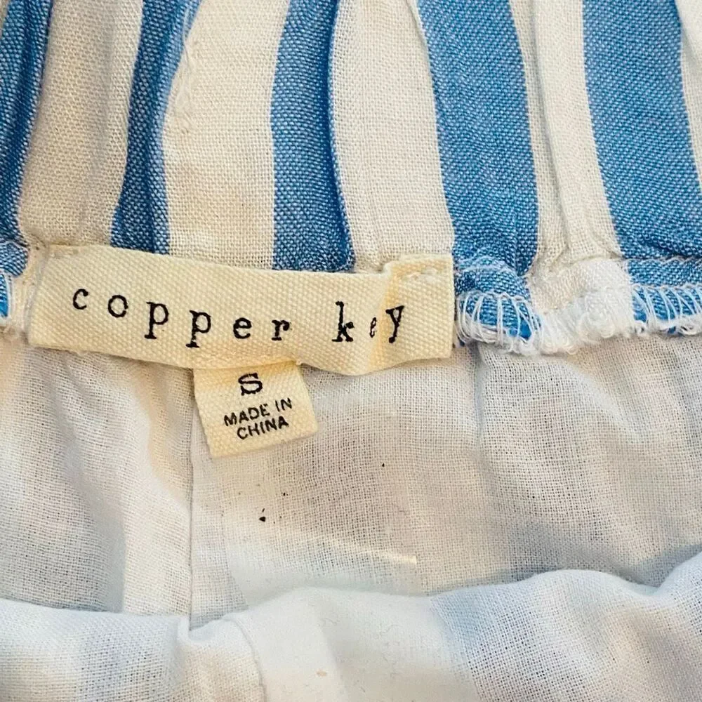 Copper Key Girls Stripe Pull-On Cotton Lined Casual White Blue Shorts Small